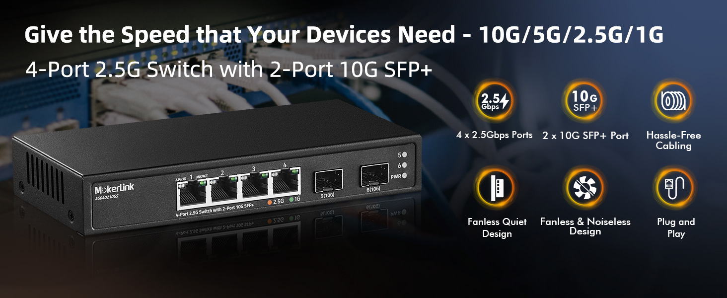 4-Port 2.5G switch with 2-Port 10G SFP