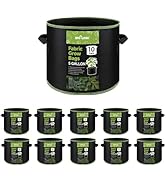 BN-LINK 10-Pack 5 Gallon Grow Bags, Heavy Duty Aeration Fabric Pots with Handles, Thickened Nonwo...