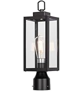 LIT-PaTH Outdoor Post Lighting Fixture with E26 Medium Base, Stainless Metal Housing Plus Glass, ...