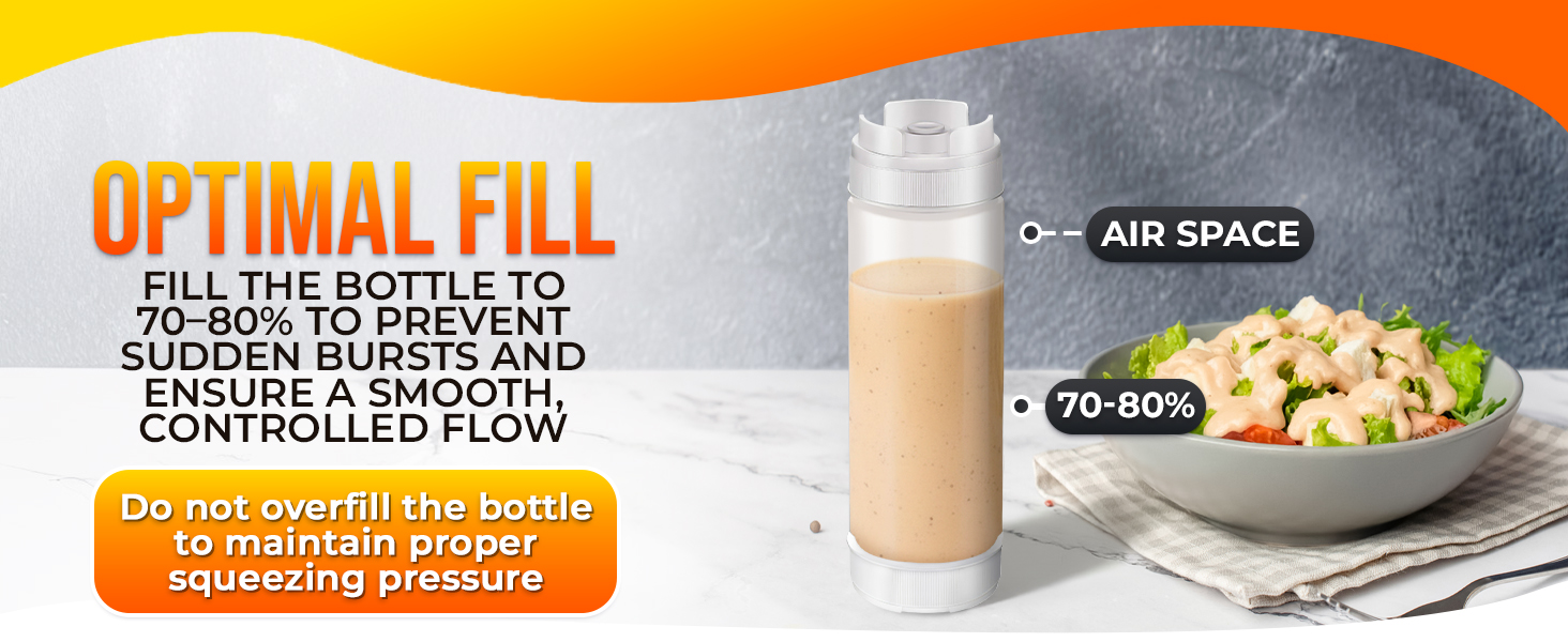 sauce bottles squeeze medium-thick sauces, with mayo, ketchup, ranch, mustard, BBQ, and honey