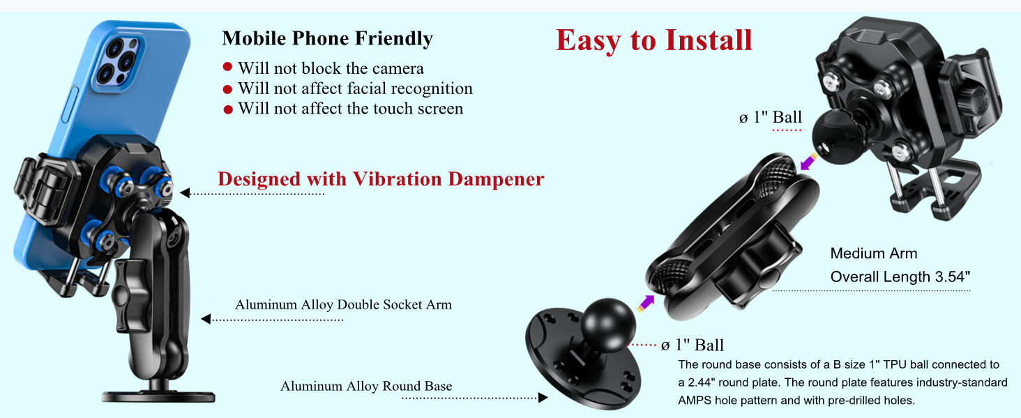 phone holder with vibration dampener