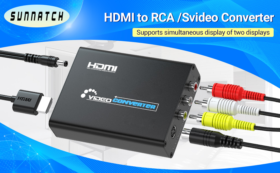 HDMI to RCA+S-video converter