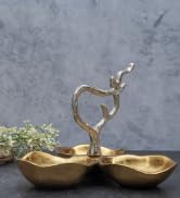 GUTE Gold Cluster Decorative Bowls, Snack Bowl With Silver Tree Branch Chip and Dip Serving Platt...