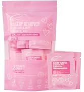 Air Jungles Makeup Remover Wipes Single Wrapped, 25 Ct, Mini Travel Size for Cleansing Face and E...