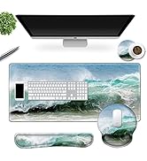 Large Gaming Mouse Mat and Mouse Pad Wrist Keyboard Wrist Rest Set, Dinky Anti-Slip Base Mousepad...
