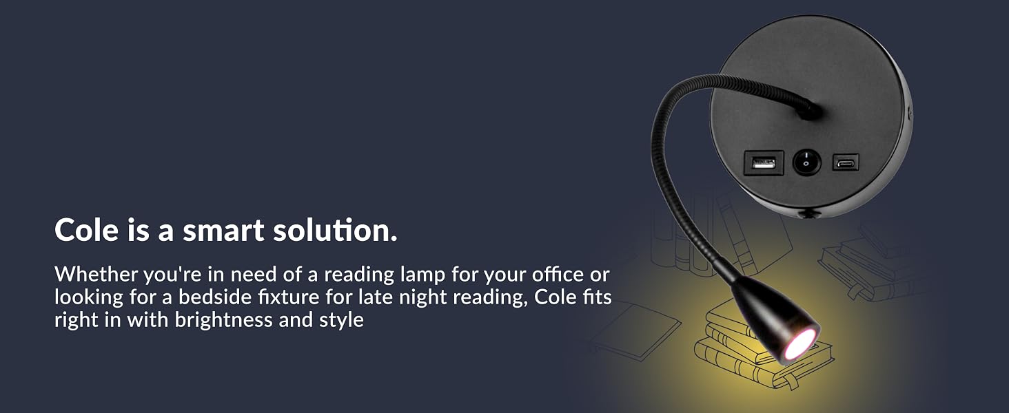bedside lamp with USB-A and USB-C charging ports space saving desk accessory for nightstands