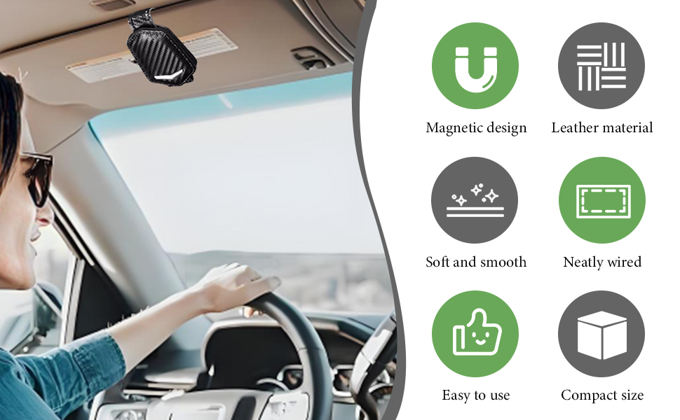 This visor sunglasses holder is made of high-grade leather material.