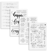UCEC 4 Sheets Words Clear Stamps in Classic for Card Making Silicone Stamp with Scripture Greetin...