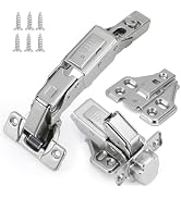 HBL' 4 Pack 165 Degree Soft Close Cabinet Hinges, Half Overlay Kitchen Cabinet Hinges, Concealed ...