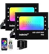 Indmird RGB Flood Light, Color Changing Floodlight, White 2700K &amp; 16 Million Colors&amp;Timing&amp; Music...