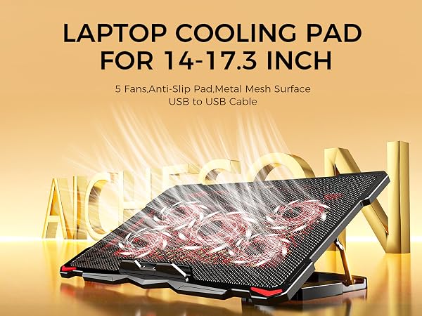 AICHESON laptop cooling pad laptop fan cooling pad laptop fan with 5 cooling fans