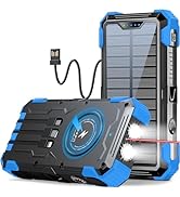 Sudrov Solar Charger Power Bank, 42800mAh Wireless Portable Charger with USB-C in/Output, QC3.0 F...