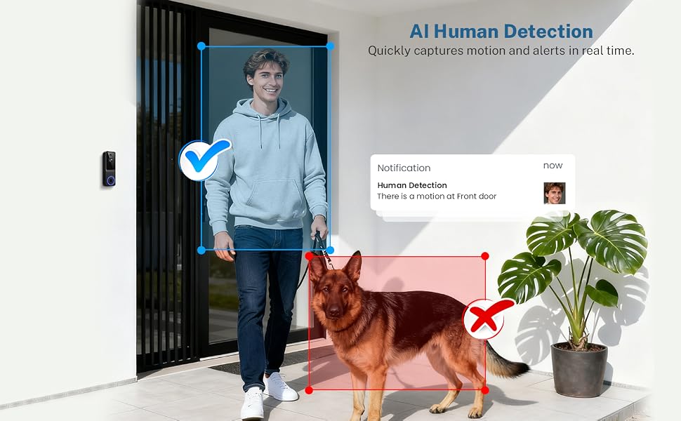Wireless Doorbell Camera with AI Human Motion Detection