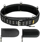 Padded Tool Belt,4-Inch Heavy Duty Tool Belts for Men with 5 Suspenders Ring,Work Belts for Elect...