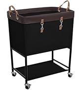 StorageWorks Laundry Cart, 2 Tier Rolling Laundry Basket, Heavy Duty Laundry Basket with Lockable...