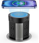 Kungfuking Pop Up Outlet for Countertop Kitchen, 15W Wireless Charger, 75W USB C Counter Top Elec...