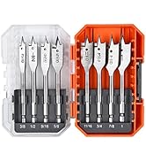 Luckyway Spade Drill Bits Set, Paddle Flat Bits 3/8 Inch to 1 Inch for Wood, Plastic, Aluminum Ho...