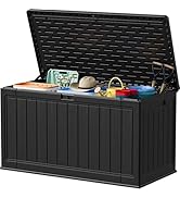 Devoko 160 Gallon Double-Wall Deck Box with Divider, Side Handles, Resin Outdoor Large Storage Bo...