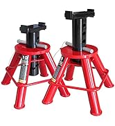 Big RED 10 Ton (20,000 lb) Capacity Heavy Duty Steel Jack Stands, 2 Pack, Low Profile, T90070
