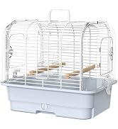 Travel Bird Carrier Cage,Transparent Parakeet Cage,Small Portable Bird Cage with Feeder Cups &amp; St...