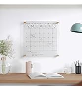 Martha Stewart Grayson Acrylic Dry Erase Wall Calendar with Dry Erase Marker, 14" Square, Clear w...