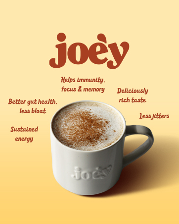 Joey coffee alternative mushroom vegan kosher coffee substitute natural energy low caffeine instant