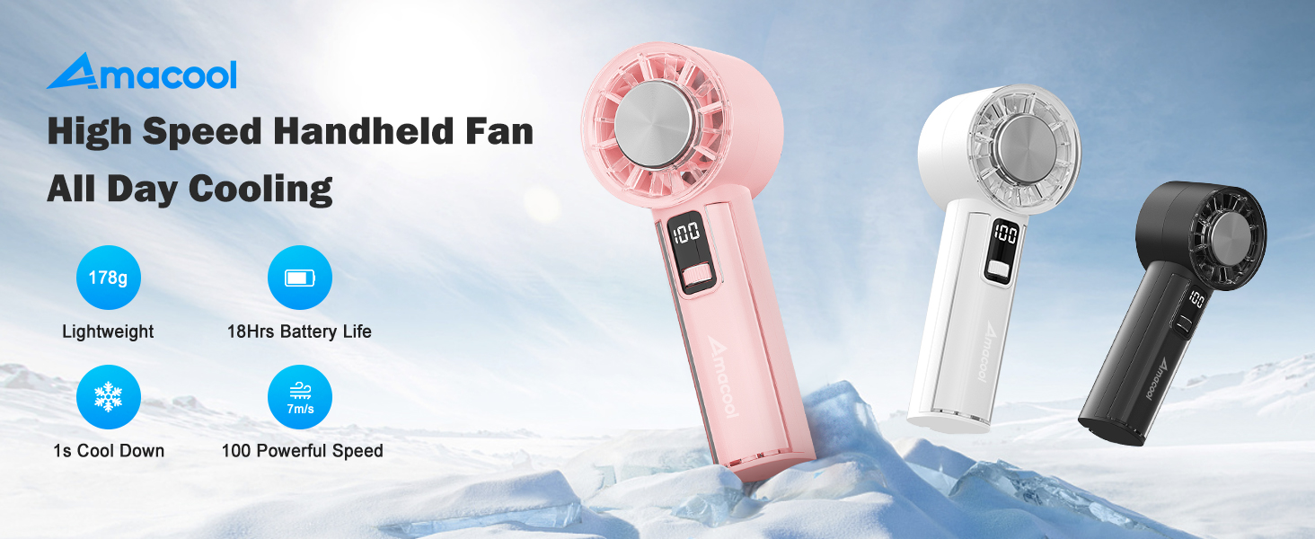 amacool handheld turbo fan with cooling compress