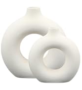 White Ceramic Vases for Decor, Home Decor Ceramic Vase Set of 2, Nordic Room Decorations Vases, M...