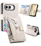 Fofvccv Flower Wallet Case for iPhone Duo HYY White | Embossed PU Leather 6 Card Slots Folio Cove...