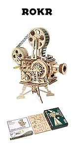 ROKR 3D Wooden Puzzles Gramophone for Adults - DIY Mechanical Model Kit 1:1 Replica Record Player Su...