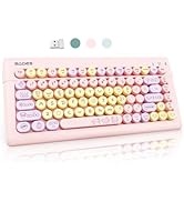 Bluetooth Keyboards for Computer,Cute Pink Wireless Keyboard for iPads,Portable Kawaii Mini Retro...
