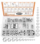 Dianrui 588PCS Metric &amp; SAE Hex Nuts and Washers Assortment Kit, Assorted Nuts Washers 304 Stainl...