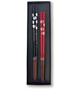 Premium Japanese Chopsticks Set for 2 [Made in Japan] Reusable Wooden Chopsticks with Elegant Iri...