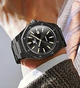 OLEVS Mens Watches Octagonal Luxury Stainless Steel Dress Watches for Men Quartz Analog Large Fac...