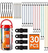 Cartman 30 Piece Premium Bungee Cords Assortment Jar Includes 10 Inch 18 Inch 24 Inch 32 Inch 40 ...