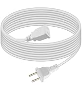 2 Prong Polarized White Extension Cord 15 feet Thin Power Cable Male to Female, 125V 5A 625W for ...