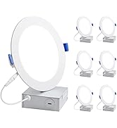 Lepro 6 Pack 6 Inch LED Recessed Ceiling Light with Junction Box, 5000K Daylight Wafer Ultra-Thin...