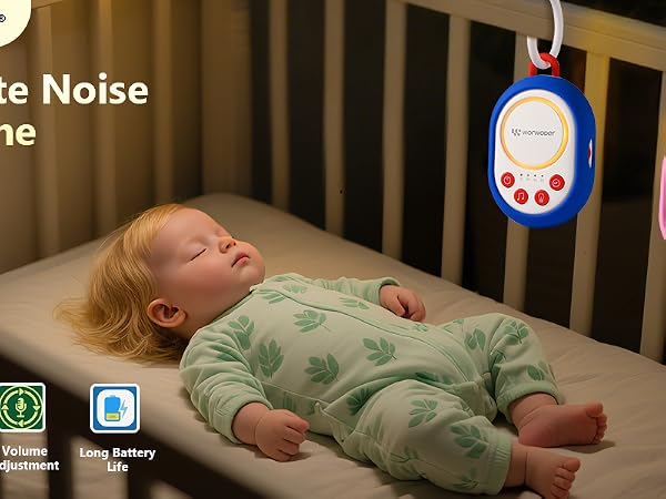 White Noise Machine - Portable Sound Machine for Baby Adult, Features Powerful Battery