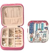 shunmei Mini Travel Jewelry Box,Pink Portable Small Travel Cute Jewelry Organizer Case,Display St...