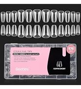 Beetles Short Coffin Nail Tips 576 PCS Half Matte Pre-shape Short Coffin Fake Nails 12 Sizes Full...