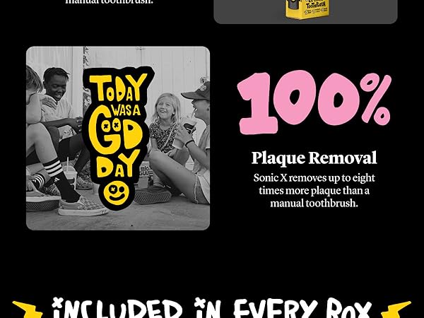 Made by Dentists Sonic X Electric Toothbrush + Replacment Heads- Todays a Good Day