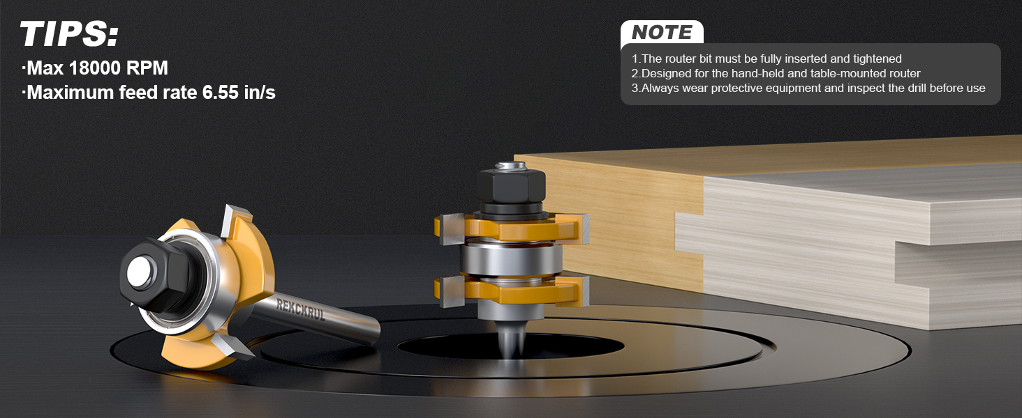 2 PCS Professional Tongue and Groove Router Bit Set