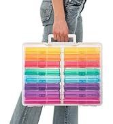 CraftGenes Photo Storage Box, Colorful 16 inner 4''×6'' Photo Organizers and Storage with Handle ...