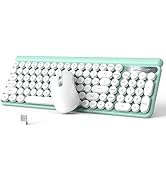 Wireless Typewriter Keyboard and Mouse - Wireless Keyboard with Silent Wireless Mouse, Cute Retro...
