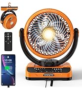 40000mAh Battery Operated Fan Remote &amp; Oscillating, Rechargeable Fan with LED Lantern, Timer, Han...