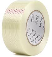QILIMA Mono Filament Strapping Tape, Heavy Duty Transparent Reinforced Fiberglass Tape,2 Inch x 5...