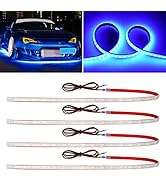 Blue Led Strip Lights,24inch 12V Car LED Strip Light IP68 Waterproof Cuttable for Car Motorcycles...