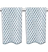 CPC COTTON PRINT CLUB Apatite Blue Block Printed Cotton Waffle Bath Towel 27x54,Set of 2 Boho, So...