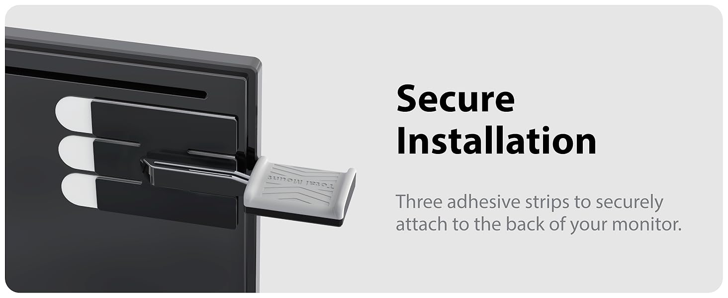 Three adhesive strips to securely attach to the back of your monitor.