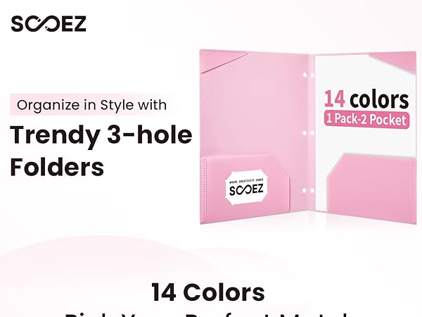 pocket folder for 3 ring binder with 14 colors